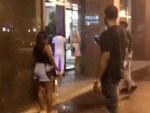 Blondie Gobbing Off A Black Guy In Public
