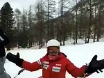 Angry Instructor Attacks A Rookie Skier
