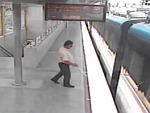 Blind Man Catching A Train - Yikes!
