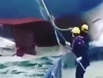 Bricks Are Shat As Tug Gets Too Close During Ship Launch
