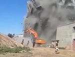 Building Demolition Goes Very Badly For The Excavator
