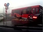 Bus Runs A Red And Destroys A Sedan
