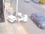 Car Folds Itself Around A Pole
