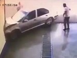 Carwash Worker Escapes Death By Millimetres
