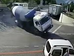 Cement Truck Makes A Cunt Of Itself
