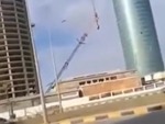 Construction Crane Goes Down Swinging
