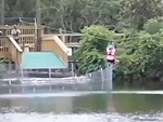 Croc Takes A Snap At A Woman On The Zipline
