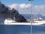 Cruise Ship Burning Like A Mofo In Corfu
