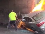 Desperately Try To Save A Guy From A Burning Car
