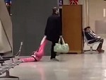 Drags His Daughter Through The Airport Because Easier This Way
