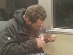 Druggo Blatantly Smoking Crack On The Subway
