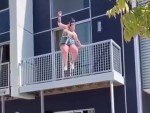Fat Woman Makes A Misguided Jump
