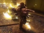 Fireman Catches Kid Thrown From A Burning Building
