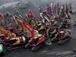 Hundreds Of Excavators Migrating Somewhere In China
