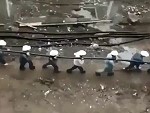 Lemmings Straightening Out A Cable
