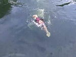 Makes A Desperate Dash Into The Lake To Save His Drone
