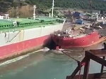 Old Cargo Ship Being Brought In To Be Scrapped
