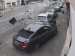 Pedestrian Avoids Death By Brutal Car Accident
