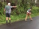 Psycho Pulls A Gun On His Neighbour Checking Out The Volcano Damage In Hawaii
