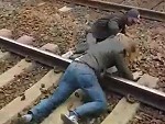 Rightfully Gets His Arse Beat For Throwing A Guy On The Tracks
