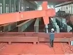 Steel Worker Avoids Certain Death By Inches

