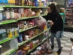 Stupid Bitch Calmly Trashes A Store
