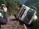Tanker Truck Goes Over A Cliff Spectacularly
