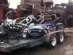 Trailer Load Of Custom Bikes Taken To The Scrap Yard For Crushing WTF
