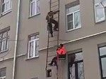 Workers Put Their Faith In A Rusty Old Ladder
