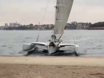 Yacht Sails Right Into Seawall
